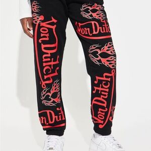 Von Dutch Black and Red Pants